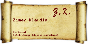 Zimer Klaudia névjegykártya